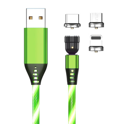 3 in 1 2.4A USB to 8 Pin + Micro USB + USB-C / Type-C 540 Degree Bendable Streamer Magnetic Data Cable, Cable Length: 1m (Green) - Charging Cable & Head by PMC Jewellery | Online Shopping South Africa | PMC Jewellery | Buy Now Pay Later Mobicred