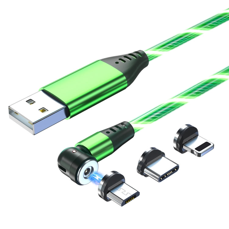 3 in 1 2.4A USB to 8 Pin + Micro USB + USB-C / Type-C 540 Degree Bendable Streamer Magnetic Data Cable, Cable Length: 1m (Green) - Charging Cable & Head by PMC Jewellery | Online Shopping South Africa | PMC Jewellery | Buy Now Pay Later Mobicred