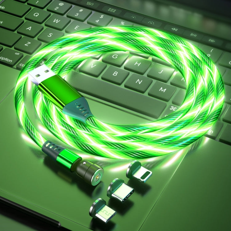 3 in 1 2.4A USB to 8 Pin + Micro USB + USB-C / Type-C 540 Degree Bendable Streamer Magnetic Data Cable, Cable Length: 1m (Green) - Charging Cable & Head by PMC Jewellery | Online Shopping South Africa | PMC Jewellery | Buy Now Pay Later Mobicred