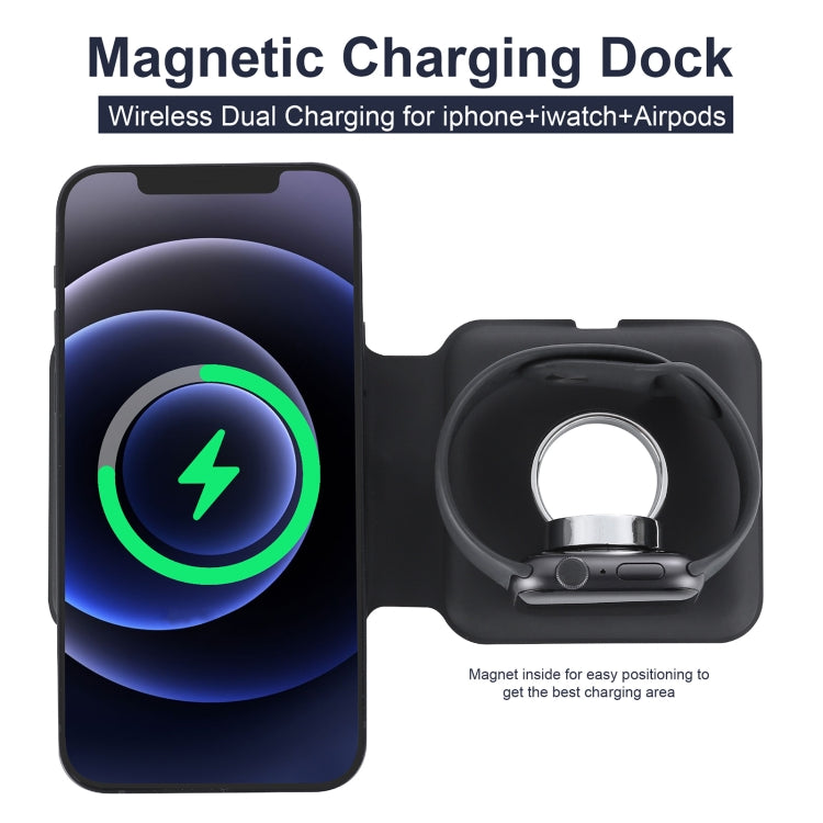 Q500 Foldable Magnetic Dual Wireless Charger for Phones / iWatch / AirPods(Black) - Wireless Charger by PMC Jewellery | Online Shopping South Africa | PMC Jewellery | Buy Now Pay Later Mobicred