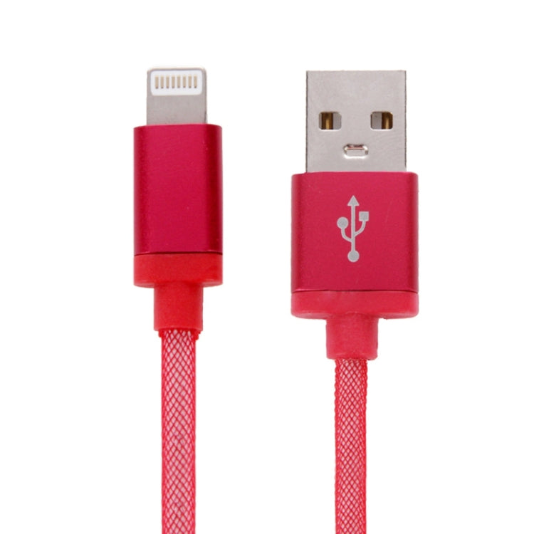 1m Net Style Metal Head 8 Pin to USB Data / Charger Cable(Red) - Normal Style Cable by PMC Jewellery | Online Shopping South Africa | PMC Jewellery | Buy Now Pay Later Mobicred