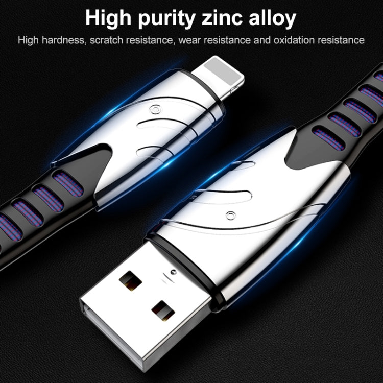 K051 1.2m 3 in 1 USB to 8 Pin + USB-C / Type-C + Micro USB Shark Fabric Data Cable(Blue) - Multifunction Cable by PMC Jewellery | Online Shopping South Africa | PMC Jewellery | Buy Now Pay Later Mobicred