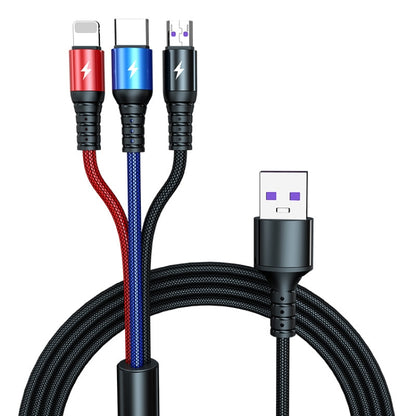 K061 1.2m 5A 3 in 1 USB to 8 Pin + USB-C / Type-C + Micro USB Round Fast Charging Data Cable - Multifunction Cable by PMC Jewellery | Online Shopping South Africa | PMC Jewellery | Buy Now Pay Later Mobicred