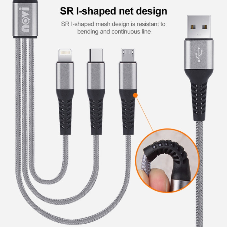 IVON CA39 2.4A Max 8 Pin + Type-C + Micro USB 3 in 1 Charging Cable, Length: 1.2m - Multifunction Cable by IVON | Online Shopping South Africa | PMC Jewellery | Buy Now Pay Later Mobicred