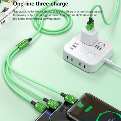 YT23085 Carved 3.5A 3 in 1 USB to Type-C / 8 Pin / Micro USB Fast Charging Cable, Cable Length: 1.2m(White) - Multifunction Cable by PMC Jewellery | Online Shopping South Africa | PMC Jewellery | Buy Now Pay Later Mobicred