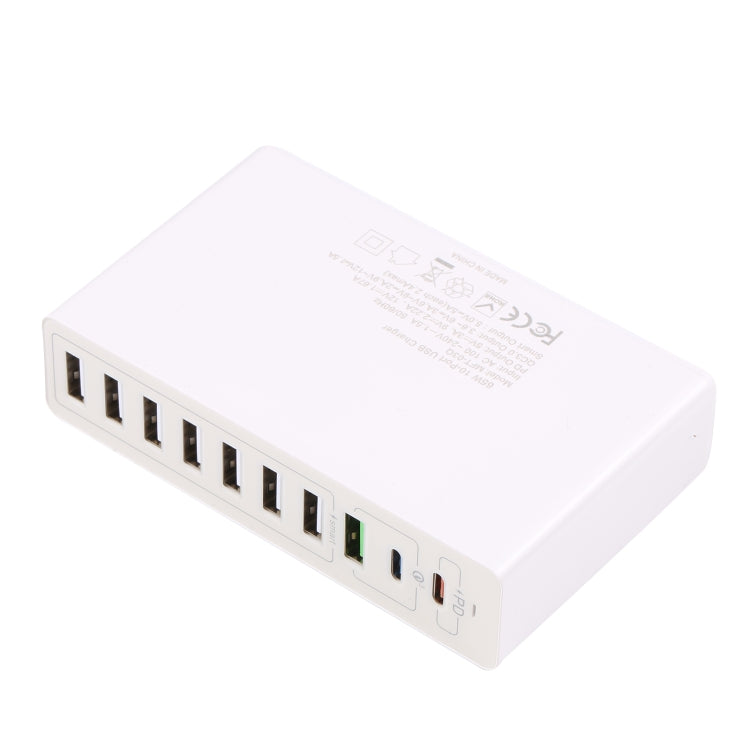 MFT-03Q 10 in 1 65W QC3.0 USB Smart Fast Charger, EU Plug(White) - USB Charger by PMC Jewellery | Online Shopping South Africa | PMC Jewellery | Buy Now Pay Later Mobicred