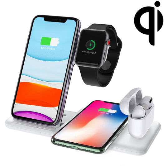 Q20 4 In 1 Wireless Charger Charging Holder Stand Station with Adapter For iPhone / Apple Watch / AirPods, Support Dual Phones Charging (White) - Wireless Charger by PMC Jewellery | Online Shopping South Africa | PMC Jewellery | Buy Now Pay Later Mobicred