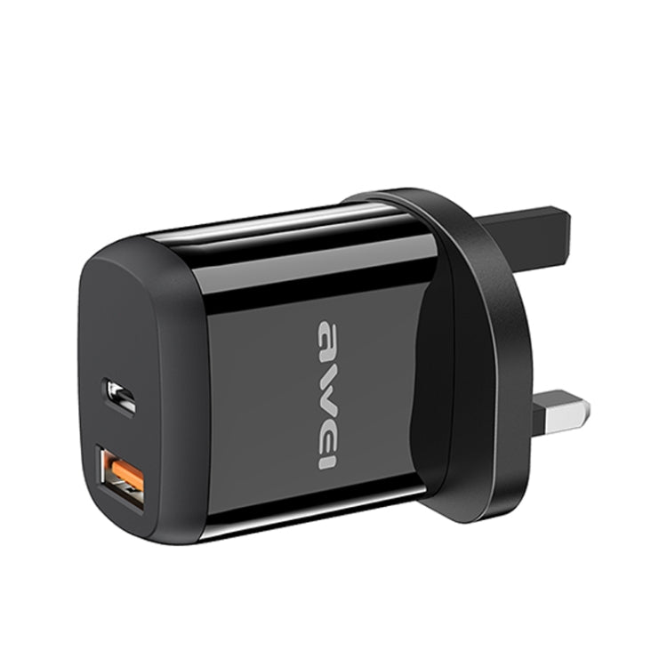 awei PD1 20W PD Type-C + QC 3.0 USB Interface Fast Charging Travel Charger with Data Cable, UK Plug - USB Charger by awei | Online Shopping South Africa | PMC Jewellery | Buy Now Pay Later Mobicred