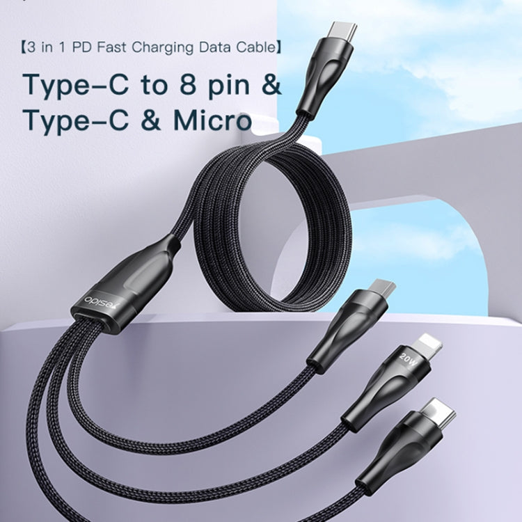 Yesido CA89 3 in 1 USB-C / Type-C to 8 Pin + USB-C / Type-C + Micro USB Fast Charging Cable, Length: 1.2m - Multifunction Cable by PMC Jewellery | Online Shopping South Africa | PMC Jewellery | Buy Now Pay Later Mobicred