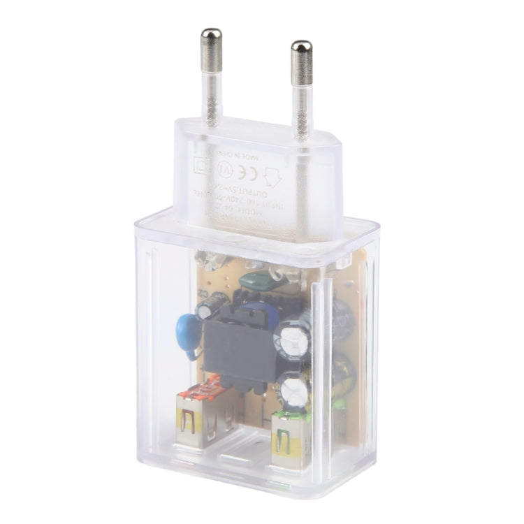 64-22 2A Dual USB Transparent Charger, specification: EU Plug - USB Charger by PMC Jewellery | Online Shopping South Africa | PMC Jewellery | Buy Now Pay Later Mobicred