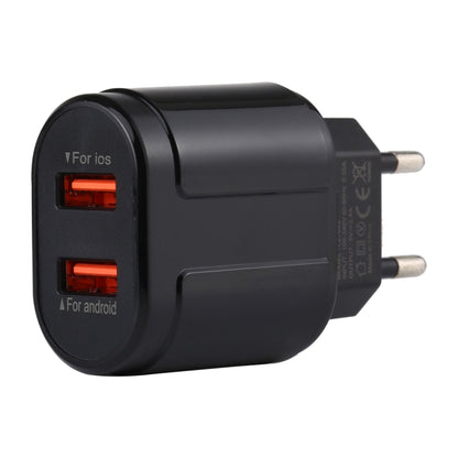 LZ-022 5V 2.4A Dual USB Ports Travel Charger, EU Plug (Black) - USB Charger by PMC Jewellery | Online Shopping South Africa | PMC Jewellery | Buy Now Pay Later Mobicred