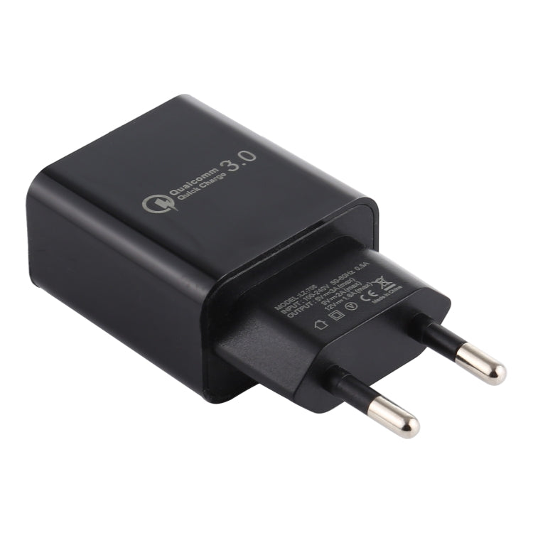 LZ-706 QC3.0 Single USB Port Travel Charger, EU Plug (Black) - USB Charger by PMC Jewellery | Online Shopping South Africa | PMC Jewellery | Buy Now Pay Later Mobicred