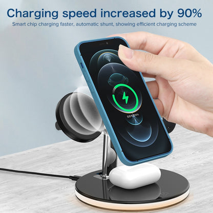 3 in 1 15W Multi-function Magnetic Wireless Charger for Mobile Phones & Apple Watches & AirPods, with Colorful LED Light(White) - Wireless Charger by PMC Jewellery | Online Shopping South Africa | PMC Jewellery