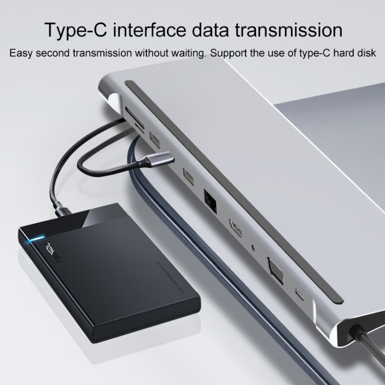 11 in 1 RJ45 + 87W PD + SD/TF + USBx3+ HDMI + VGA + 3.5mm AUX to Type-C HUB Adapter - USB HUB by PMC Jewellery | Online Shopping South Africa | PMC Jewellery | Buy Now Pay Later Mobicred