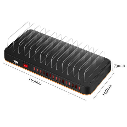 WLX-815 100W 15 Ports USB Fast Charging Dock Smart Charger with Phone & Tablet Holder, EU Plug - Multifunction Charger by PMC Jewellery | Online Shopping South Africa | PMC Jewellery | Buy Now Pay Later Mobicred