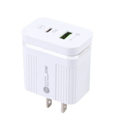 46-A2C2 20W PD + QC3.0 USB Multifunction Fast Charger,US Plug(White) - USB Charger by PMC Jewellery | Online Shopping South Africa | PMC Jewellery | Buy Now Pay Later Mobicred