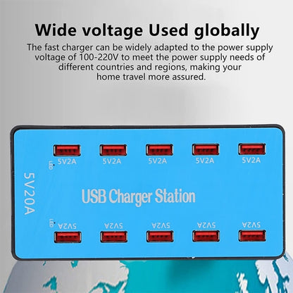 A5B 100W 10 Ports USB Smart Charging Station with Indicator Light, AU Plug - Multifunction Charger by PMC Jewellery | Online Shopping South Africa | PMC Jewellery | Buy Now Pay Later Mobicred