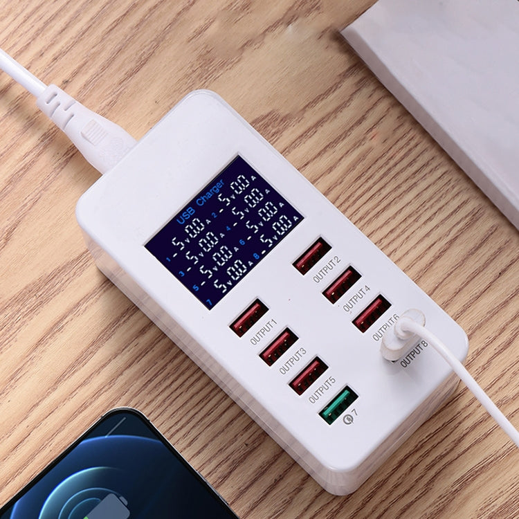 A8 50W 8 Ports USB + QC3.0 Smart Charging Station with Digital Display AC100-240V, US Plug - Multifunction Charger by PMC Jewellery | Online Shopping South Africa | PMC Jewellery | Buy Now Pay Later Mobicred