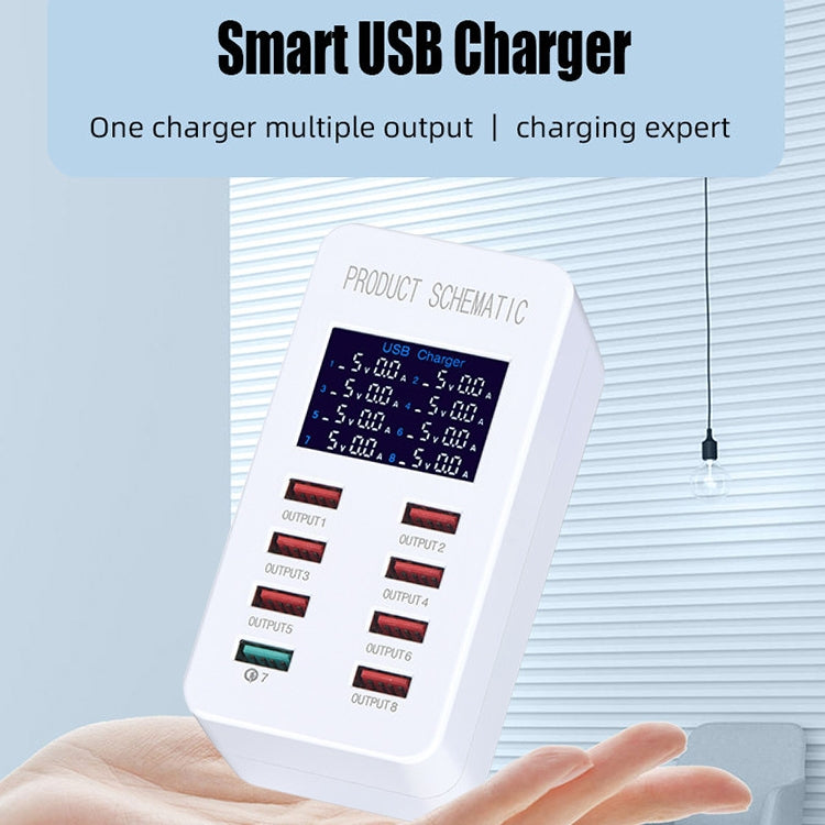 A8 50W 8 Ports USB + QC3.0 Smart Charging Station with Digital Display AC100-240V, US Plug - Multifunction Charger by PMC Jewellery | Online Shopping South Africa | PMC Jewellery | Buy Now Pay Later Mobicred