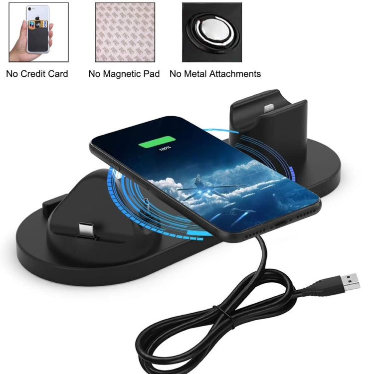 HQ-UD15-upgraded 6 in 1 Wireless Charger For iPhone, Apple Watch, AirPods and Other Android Phones(Black) - Wireless Charger by PMC Jewellery | Online Shopping South Africa | PMC Jewellery