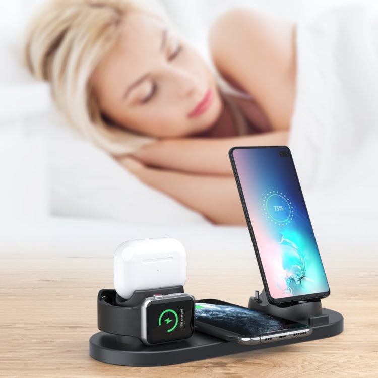 HQ-UD15-upgraded 6 in 1 Wireless Charger For iPhone, Apple Watch, AirPods and Other Android Phones(Black) - Wireless Charger by PMC Jewellery | Online Shopping South Africa | PMC Jewellery