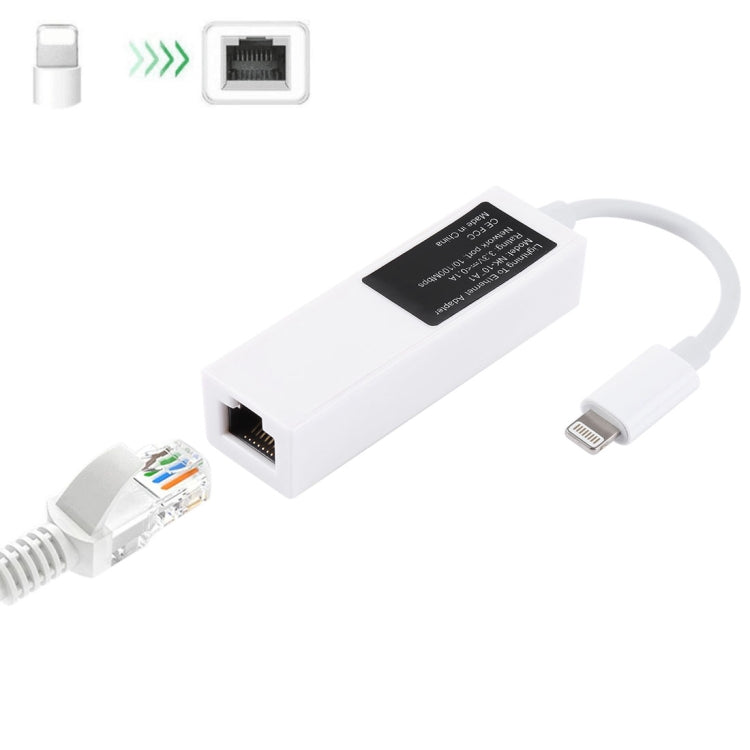 NK107A1 8 Pin to RJ45 Ethernet LAN Network Adapter Cable for iPhone / iPad Series, Total Length: 16cm(White) - Converter & Adapter by PMC Jewellery | Online Shopping South Africa | PMC Jewellery | Buy Now Pay Later Mobicred