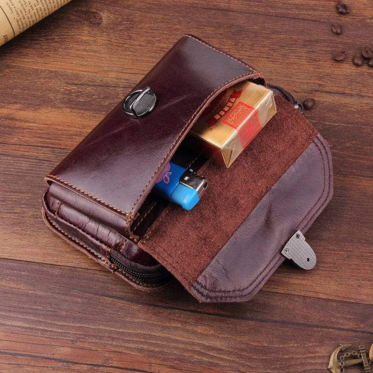 5.1-6 inch 007 Universal Crazy Horse Texture Cowhide Cross Section Plug-in Card Waist Bag, For iPhone, Samsung, Sony, Huawei, Meizu, Lenovo, ASUS, Oneplus, Xiaomi, Cubot, Ulefone, Letv, DOOGEE, Vkworld, and other Smartphones (Brown) - More iPhone Cases by PMC Jewellery | Online Shopping South Africa | PMC Jewellery | Buy Now Pay Later Mobicred