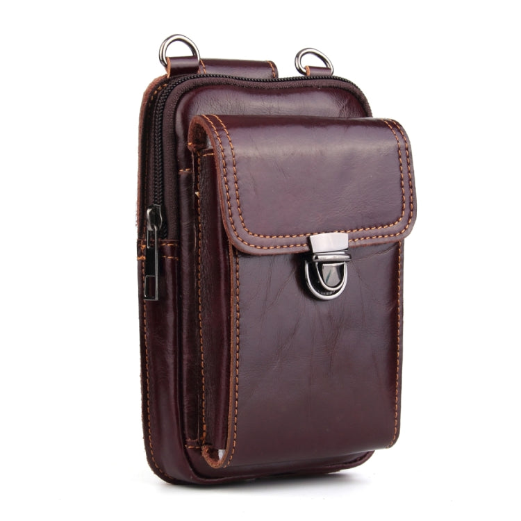 5.1-6.3 inch 008 Universal Crazy Horse Texture Cowhide Vertical Section Waist Bag with Oblique Lanyard, For iPhone,Samsung, Sony, Huawei, Meizu, Lenovo, ASUS, Cubot, Oneplus, Xiaomi, Ulefone, Letv, DOOGEE, Vkworld, and other Smartphones (Brown) - More iPhone Cases by PMC Jewellery | Online Shopping South Africa | PMC Jewellery | Buy Now Pay Later Mobicred