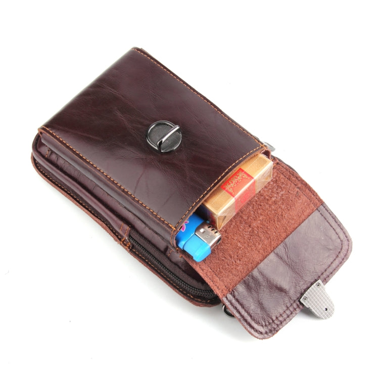 5.1-6.3 inch 008 Universal Crazy Horse Texture Cowhide Vertical Section Waist Bag with Oblique Lanyard, For iPhone,Samsung, Sony, Huawei, Meizu, Lenovo, ASUS, Cubot, Oneplus, Xiaomi, Ulefone, Letv, DOOGEE, Vkworld, and other Smartphones (Brown) - More iPhone Cases by PMC Jewellery | Online Shopping South Africa | PMC Jewellery | Buy Now Pay Later Mobicred