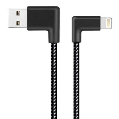 2m 2A USB to 8 Pin Nylon Weave Style Double Elbow Data Sync Charging Cable - Normal Style Cable by PMC Jewellery | Online Shopping South Africa | PMC Jewellery | Buy Now Pay Later Mobicred