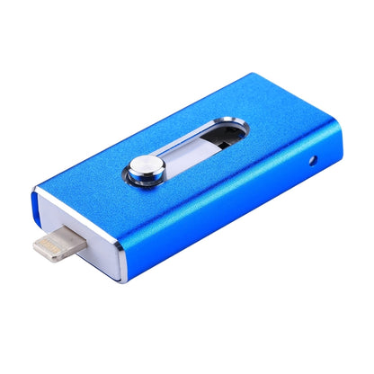 RQW-02 3 in 1 USB 2.0 & 8 Pin & Micro USB 32GB Flash Drive(Blue) - U Disk & Card Reader by PMC Jewellery | Online Shopping South Africa | PMC Jewellery | Buy Now Pay Later Mobicred