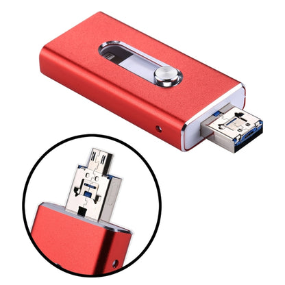 RQW-02 3 in 1 USB 2.0 & 8 Pin & Micro USB 64GB Flash Drive(Red) - U Disk & Card Reader by PMC Jewellery | Online Shopping South Africa | PMC Jewellery | Buy Now Pay Later Mobicred