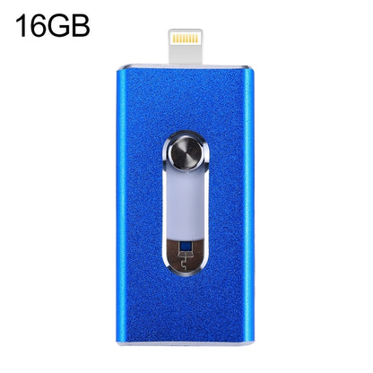 RQW-02  3 in 1 USB 2.0 & 8 Pin & Micro USB 16GB Flash Drive(Blue) - U Disk & Card Reader by PMC Jewellery | Online Shopping South Africa | PMC Jewellery | Buy Now Pay Later Mobicred