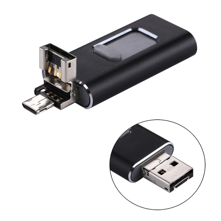 easyflash RQW-01B 3 in 1 USB 2.0 & 8 Pin & Micro USB 32GB Flash Drive(Black) - U Disk & Card Reader by PMC Jewellery | Online Shopping South Africa | PMC Jewellery | Buy Now Pay Later Mobicred