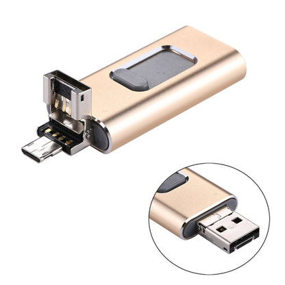 easyflash RQW-01B 3 in 1 USB 2.0 & 8 Pin & Micro USB 64GB Flash Drive(Gold) - U Disk & Card Reader by PMC Jewellery | Online Shopping South Africa | PMC Jewellery | Buy Now Pay Later Mobicred