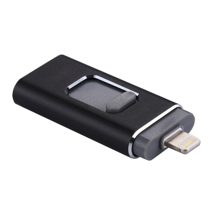 easyflash RQW-01B 3 in 1 USB 2.0 & 8 Pin & Micro USB 128GB Flash Drive(Black) - U Disk & Card Reader by PMC Jewellery | Online Shopping South Africa | PMC Jewellery | Buy Now Pay Later Mobicred