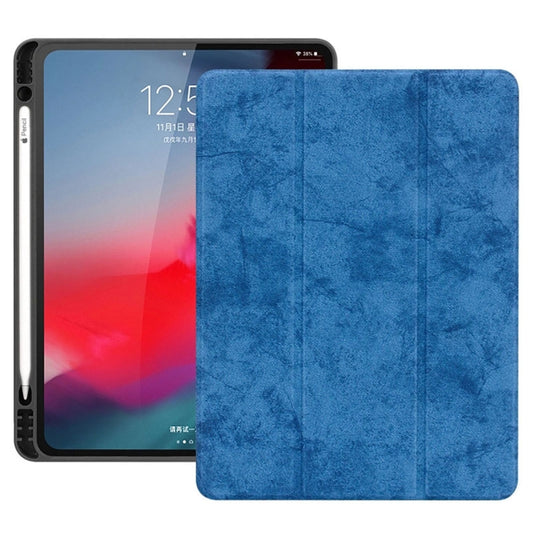 Horizontal Flip Leather Case with Pen Slot  Three-folding Holder & Wake-up / Sleep Function for iPad Air 13 2024 / Pro 12.9 (2018)(Blue) - More iPad Cases by PMC Jewellery | Online Shopping South Africa | PMC Jewellery | Buy Now Pay Later Mobicred