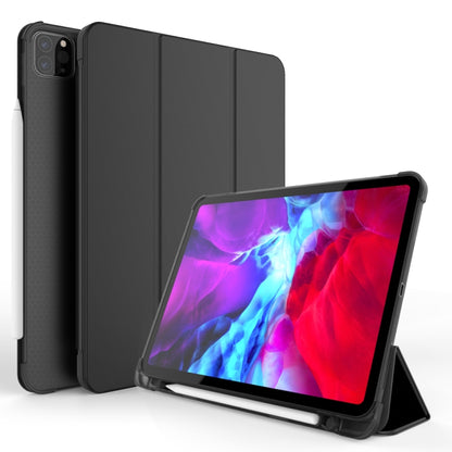 Three-folding Shockproof TPU Protective Case for iPad Pro 11 inch (2018) / (2020), with Holder & Pen Slot(Black) - iPad Pro 11 (2018) Cases by PMC Jewellery | Online Shopping South Africa | PMC Jewellery