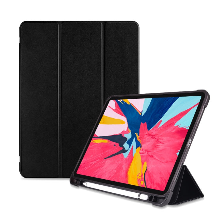 Three-folding Shockproof TPU Protective Case for iPad Pro 11 inch (2018) / (2020), with Holder & Pen Slot(Black) - iPad Pro 11 (2018) Cases by PMC Jewellery | Online Shopping South Africa | PMC Jewellery