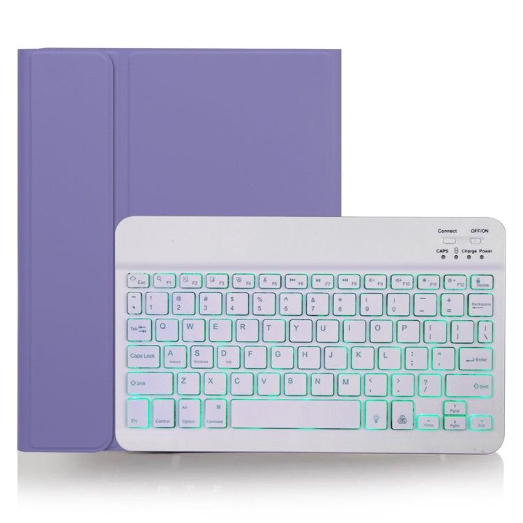 X-11BS Skin Plain Texture Detachable Bluetooth Keyboard Tablet Case for iPad Pro 11 inch 2020 / 2018, with Pen Slot & Backlight (Light Purple) - For iPad Pro by PMC Jewellery | Online Shopping South Africa | PMC Jewellery