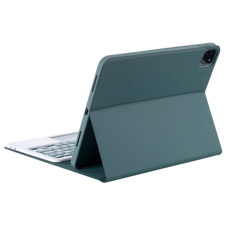 YT11B-A Detachable Candy Color Bluetooth Keyboard Leather Tablet Case with Touch Pad & Pen Slot & Holder for iPad Pro 11 inch 2021 (Dark Green) - For iPad Pro by PMC Jewellery | Online Shopping South Africa | PMC Jewellery