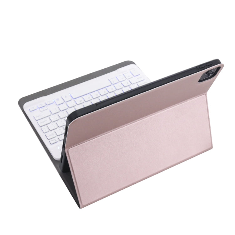 A11BS Ultra-thin ABS Detachable Bluetooth Keyboard Tablet Case with Backlight & Pen Slot & Holder for iPad Pro 11 inch 2021 (Rose Gold) - For iPad Pro by PMC Jewellery | Online Shopping South Africa | PMC Jewellery