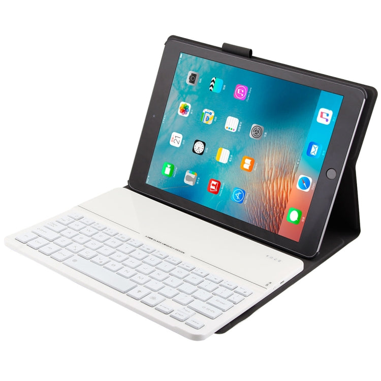 FT2068D For iPad Air 2 & Air 1 / Pro 9.7 inch & 2017 iPad & 2018 iPad Backlight Version Lambskin Texture Detachable Tempered Glass Bluetooth Keyboard Leather Tablet Case with Pen Slot & Stand Function (White) - Universal by PMC Jewellery | Online Shopping South Africa | PMC Jewellery