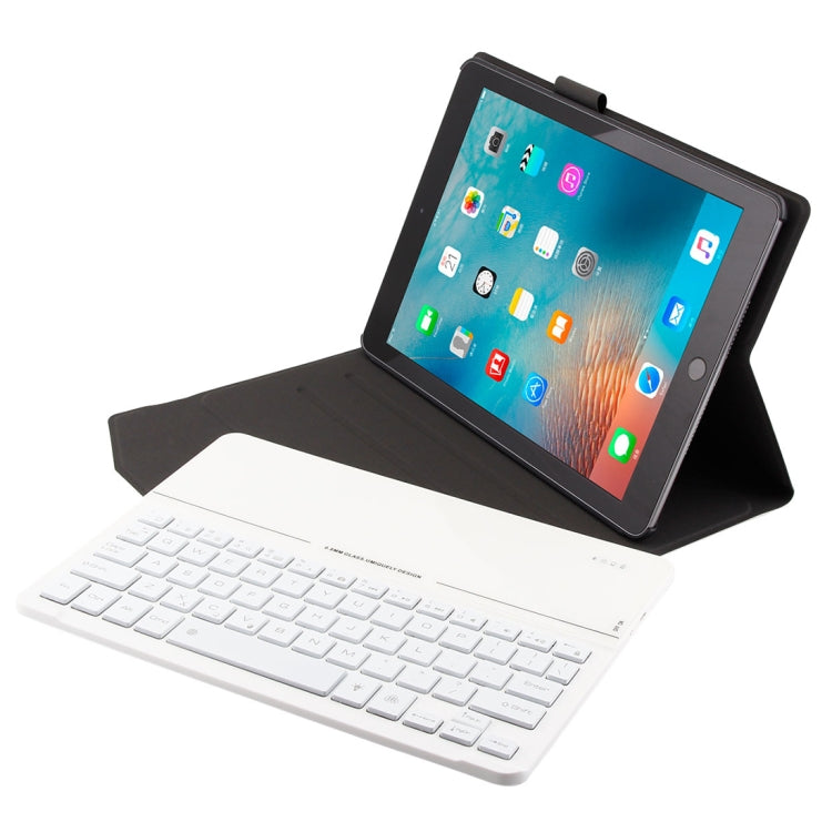 FT2068D For iPad Air 2 & Air 1 / Pro 9.7 inch & 2017 iPad & 2018 iPad Backlight Version Lambskin Texture Detachable Tempered Glass Bluetooth Keyboard Leather Tablet Case with Pen Slot & Stand Function (White) - Universal by PMC Jewellery | Online Shopping South Africa | PMC Jewellery