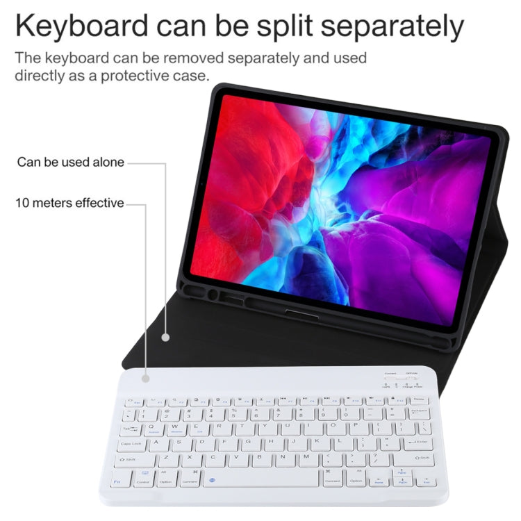 TG11B Detachable Bluetooth White Keyboard + Microfiber Leather Tablet Case for iPad Pro 11 inch (2020), with Pen Slot & Holder (Black) - For iPad Pro by PMC Jewellery | Online Shopping South Africa | PMC Jewellery