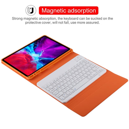 TG11B Detachable Bluetooth White Keyboard + Microfiber Leather Tablet Case for iPad Pro 11 inch (2020), with Pen Slot & Holder (Orange) - For iPad Pro by PMC Jewellery | Online Shopping South Africa | PMC Jewellery