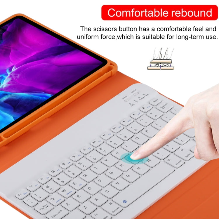 TG11B Detachable Bluetooth White Keyboard + Microfiber Leather Tablet Case for iPad Pro 11 inch (2020), with Pen Slot & Holder (Orange) - For iPad Pro by PMC Jewellery | Online Shopping South Africa | PMC Jewellery