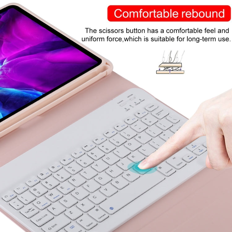 TG11B Detachable Bluetooth White Keyboard + Microfiber Leather Tablet Case for iPad Pro 11 inch (2020), with Pen Slot & Holder (Pink) - For iPad Pro by PMC Jewellery | Online Shopping South Africa | PMC Jewellery