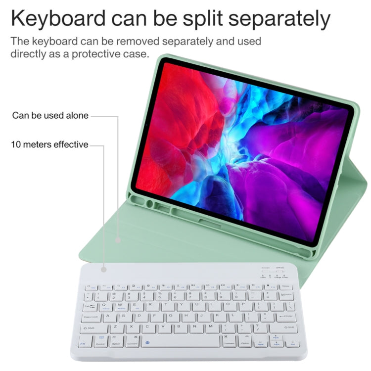 TG11B Detachable Bluetooth White Keyboard + Microfiber Leather Tablet Case for iPad Pro 11 inch (2020), with Pen Slot & Holder (Green) - For iPad Pro by PMC Jewellery | Online Shopping South Africa | PMC Jewellery