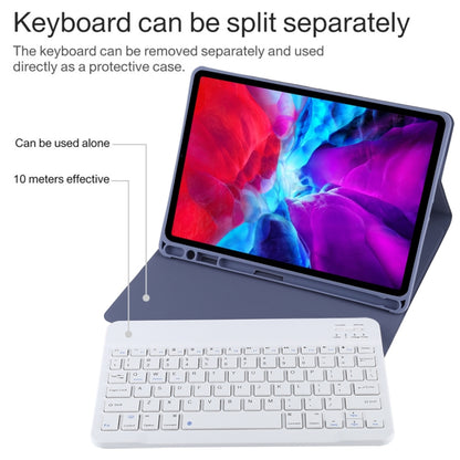 TG11B Detachable Bluetooth White Keyboard + Microfiber Leather Tablet Case for iPad Pro 11 inch (2020), with Pen Slot & Holder (Purple) - For iPad Pro by PMC Jewellery | Online Shopping South Africa | PMC Jewellery